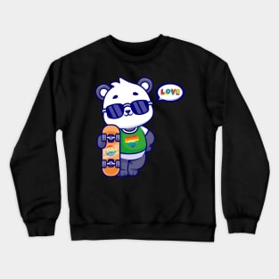 Spread Love and Pride with our Adorable Panda Skateboard Design! Crewneck Sweatshirt